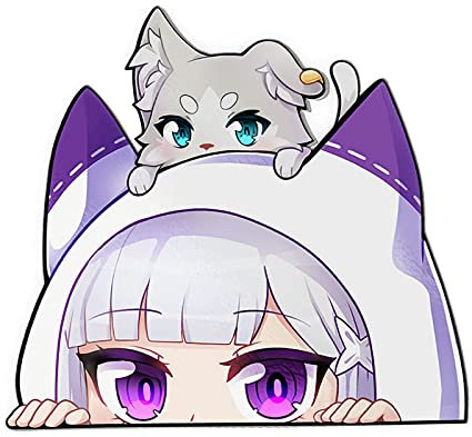 Anime Emilia Peeker Folien-Autoaufkleber – Kreatives Autozubehör für Fenster, Wasserbecher, Windschutzscheibe, Skateboard – 12 cm Sticker – UV-geschützt & wasserfest – Premium Qualität