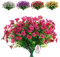 SOMYTING 8 Bundles Buissons Artificiels Fleurs Artificielles en Plein Air Résistantes Aux UV Pas de Décoloration Plante Artificielle Verte pour Jardin Véranda Fenêtre Arbustes Décoration (Rose Rouge)