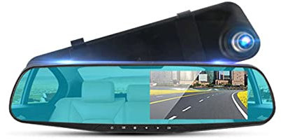 Cámara de Salpicadero con Espejo Retrovisor, Pantalla de 4,3 Pulgadas, HD 1080p, Cámara Dual de Visión Trasera, Grabadora de Coche, Tecnología WDR, Detección de Movimiento, Sensor G, Grabación en Bucl