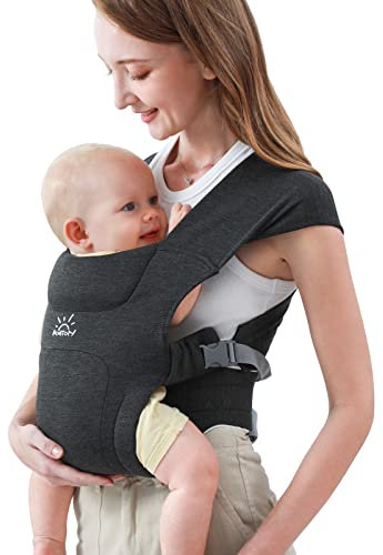 Babytrage für Neugeborene ab Geburt, MOMTORY Komfortabler Hüftsitz für Baby(3-12kg), Ergonomischer Tragetuch Neugeborenes bis Kleinkind mit Klettverschluss, Leicht Verstellbare Hüfttrage - Dunkelgrau
