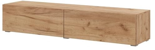 Planetmöbel West TV-Schrank, Fernsehtisch 320 cm lang, TV-Board hängend oder stehend, Fernsehschrank für Wohnzimmer, 2X TV Möbel 37,8 x 160 x 30 cm, Gold Eiche