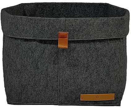 FRIHET® Filz Aufbewahrungskorb für KALLAX Regal | Ordnungsbox in Anthrazit | Filztasche Organizer | 1 Stück Gr. 2 | vielseitig einsetzbar und platzsparend verstaubar