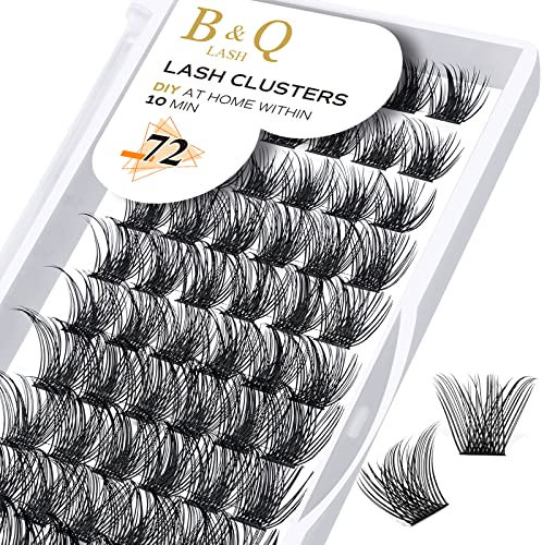 B&Q Einzelne Wimpern 72 Stück DIY für Anfänger - Wiederverwendbare Fluffy Wimpern für Wimpernverlängerung (NM, C-14 mm)