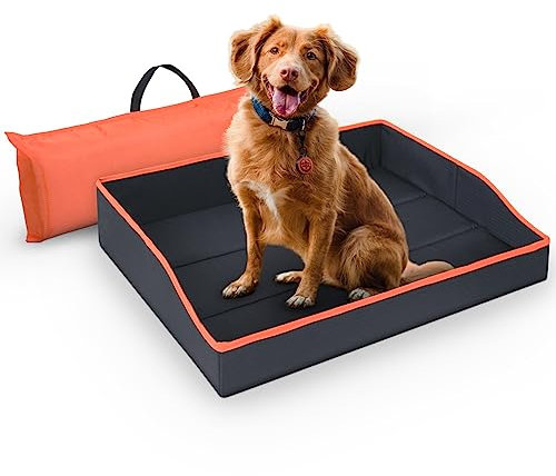 Bestlivings Faltbares Haustierbett für Kleine Hunde und Katzen - Orange - (80cm x 60cm) Reisebett - tragbares Hundebett mit stabilem Rahmen