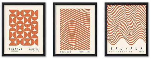 Poster Master 3-teiliges geometrisches Vintage-Poster – Retro-minimalistischer Druck – Mitte des Jahrhunderts modern, Boho, abstrakt – 20,3 x 25,4 cm, ungerahmte Wandkunst – Geschenk für Künstler,