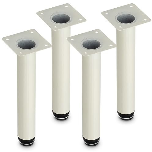 Mavö 4 Stück Möbelfüße Tischbeine Weiss Kommodenfüße verstellbar 20cm (+10mm) Möbelbeine Sofabeine Schrankbeine AZO 200mm