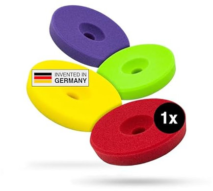 Liquid Elements – Centriforce V2 Polierpads 75mm Komplettset – Polierschwämme mit speziell entwickelter Fräsung für optimierte Ergebnisse – abrasiv bis extrem weich (4 Stärken á 1 Stück)