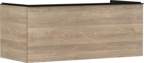 hansgrohe Xelu Q Waschtischunterschrank, 1180x550, 1 Schubkasten, für Konsolen mit Aufsatzwaschtisch, geschliffen, 5406, Farbe: Möbel Eiche Natur/Griff Mattschwarz