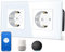 TAWOIA Enchufe Schuko, 2 compartimentos, 16 A, control de aplicación, trabajo con Alexa, marco de cristal, 86 x 86 mm, blanco, WiFi solo 2,4 GHz