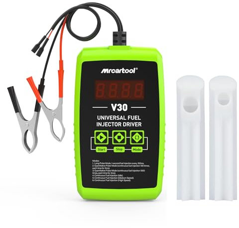 MRCARTOOL Tester per iniettori automobilistici 12V Tester per iniettori automobilistici Universale con 6 modalità di test, 2 adattatori, funziona con tester per iniettori di carburante e pulitore