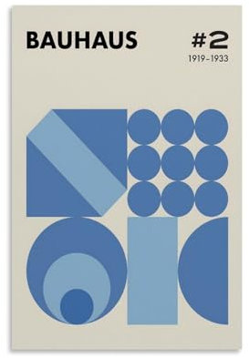 KVIINKD Bauhaus-Geometrie-Poster, Wohnzimmer, Schlafzimmer, Dekoration, moderne ästhetische Wandkunst, Poster, Geschenk für Freunde, ungerahmt, 20 x 30 cm, Blau