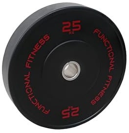 FunctionalFitness Olympic Rubber Bumper Plates - Rubber Coated Barbell Weight Plates for Strength Training and Weightlifting - Range from 5kg - 25kg (1 x 25kg)