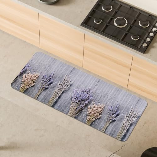 Comart - Tappeto Cucina Austin - Impermeabile - Antiscivolo - Antimacchia - Lavabile in Lavatrice - Passatoia in Poliestere - per Corridoio e Cucina - Made in Italy - Lavanda Francia - 50x130 cm