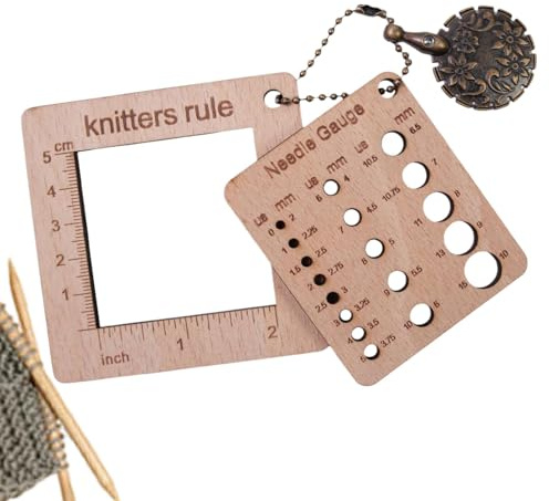 Calibro quadrato in legno per maglieria, strumento per lavorare a maglia con scale trasparenti, righello da cucito sicuro per lavori di precisione