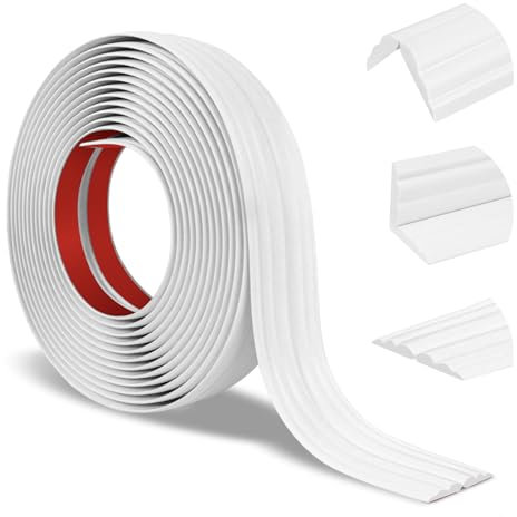 Wand-Eckenschutz, abziehen und aufkleben, flexible Innen- und Außenwand, Eckenschutz, Kantenschutz, selbstklebende Zierleiste für Wandkanten, Decke, Weiß, 5,8 cm B x 10,6 m L