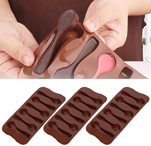 3Pcs Hot Chocolate Spoon, DIY Non‑Stick Silicone Chocolate Mould Spoons Cupcake Baking Kitchen Tools