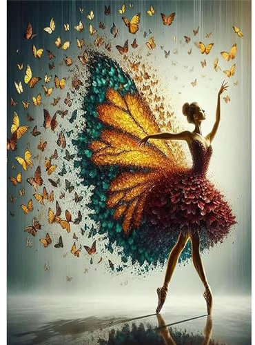 RICUVED 5D Diamond Painting Schmetterling Tänzerin Diamant Painting Bilder Diamond Art Erwachsene Mädchen Full DIY Diamant Kunst Malerei Stickerei Set Kreuzstich 30x40cm