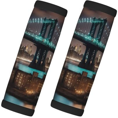 New York Manhattan Bridge Nacht Kofferanhänger Identifikatoren Gepäckgriff Wrap für wiederverwendbare Koffer, einzigartige Reiseutensilien