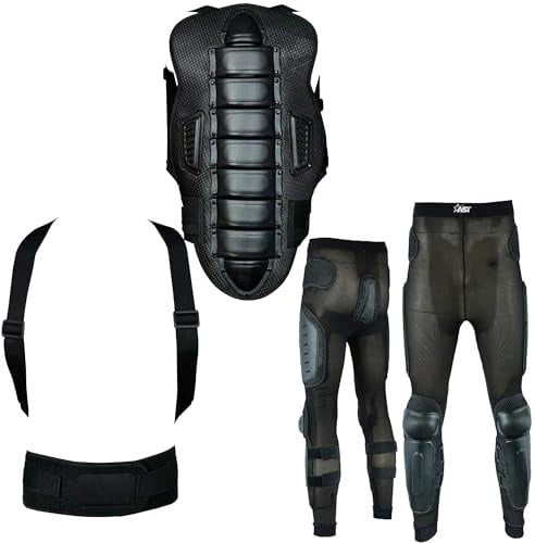 Men’s Body Armour Full Spine Back Protection Motocross Protective Guard Jacket Wear & Protective Biker Hard Trouser Full Body Dirt Bike Quad Suit