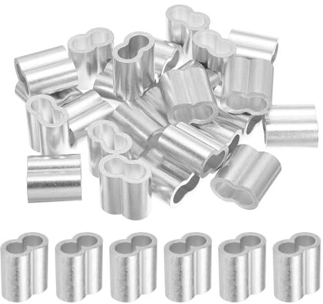 sourcing map Lot de 25 manchons à sertir doubles en aluminium pour câble métallique Argenté 12 mm