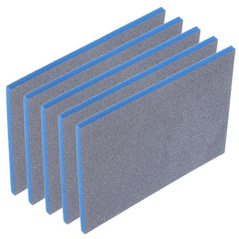 sourcing map 5pcs Sanding Sponge Block, 800-1000 Grit Sanding Sponge Pad 140mm x 114mm x 5mm Soft Foam Wet Dry Hand Sander Block Sandpaper for Model Metal Wood Furniture Polishing