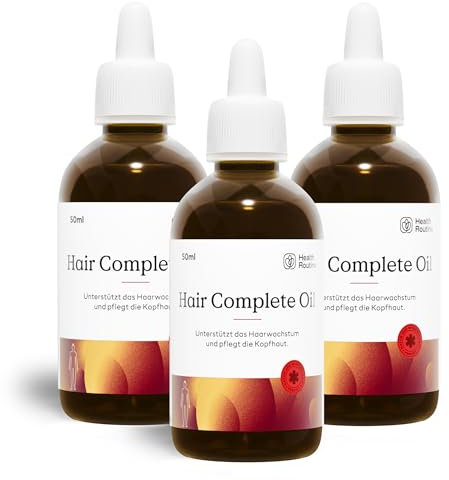Health Routine Hair Complete Oil – 3er Pack – Haaröl mit Rosmarinöl Haare, Rizinusöl für Haarpflege, Haarwachstum beschleunigen, gegen Haarausfall, Haaröl für trockenes Haar
