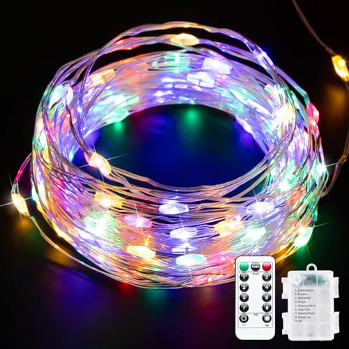 COCOSY Luci Natale Esterno Batteria, 20M 200 LEDs Luci Albero Natale Batteria Lmpermeabile 8 Modalità con Timer Remoto, Natale Decorazioni per Giardino Balcone Camera Gazebo Ringhiera (Colorate)