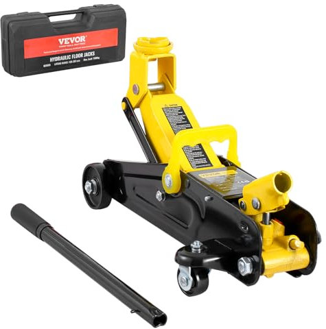 VEVOR Cric Rouleur 1,5 Tonne, Cric de Plancher Hydraulique à Profil Bas, Hauteur de Levage 120-307 mm, Pompe de Levage Rapide à Piston Unique, pour Lever Camion SUV Entretien Automobile Atelier