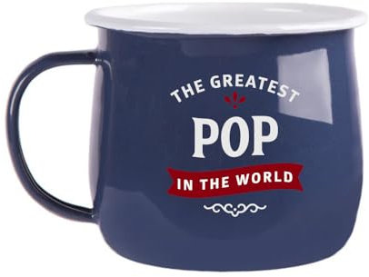 D Design Invent Print! Pop Gift Steel Enamel Belly Mug Present Keepsake Coffee Drinking Cup for Pop 12.5oz