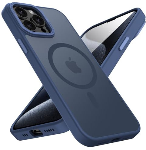 KPPIT Magnetic Case for iPhone 15 Pro Compatible with MagSafe, Shockproof Drop Protection, Frosted Translucent Back Phone Case for iphone 15 Pro,Royal Blue