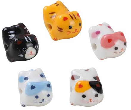 5 Pack Ceramic Chopstick Rests, Japanese Style Porcelain Chopstick Holders, Cute Chopstick Rest for Spoon, Fork, Knife, Tableware Decoration, Dining Set Accessories (Cat)