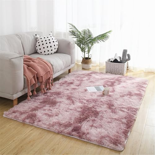 Highdi Langflor Weich Teppich Wohnzimmer Einfarbig Soft Shaggy Teppich Flauschiger Waschbarer Tappetino Schlafzimmer Kinderzimmer, Kunstfell Fell Imitat Klassiker (Rosa,80x160cm)