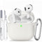 TNSNK for AirPods 4 hülle with Cleaner Kit, Silikon Protection Case for Apple Airpods 4 ANC (AirPods 4 mit Aktiver Geräuschunterdrückung) Support Wireless Charging with Keychain-Pearl White