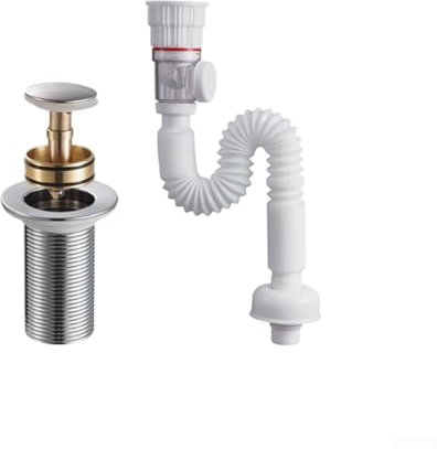 Eawfgtuw Double Design Bathroom Sink Drain Pipe, Flexible Basin Drainer Kit With Stainless Steel Construction For Overflow And Non-Overflow Sinks(S-white)