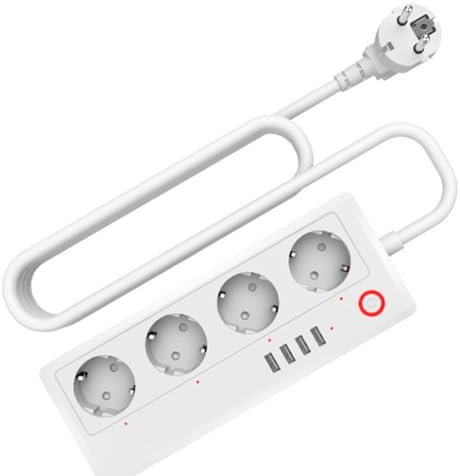 Knoruley Europäische Standard-Steckdosenleiste WiFi Smart Steckdosenleiste 4 USB-Anschlüsse Unterstützt Schnellladung EU-Stecker