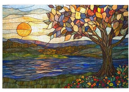 Puzzle 3000 Pezzi, Albero della vita Puzzle Arte 122x81cm Jigsaw Grandi Dimensioni per Adulti, Jigsaw Giochi Intrattenimento Creativo, Gioco Familiare Decorazione Parete, Regalo Donna Tramonto p-1955