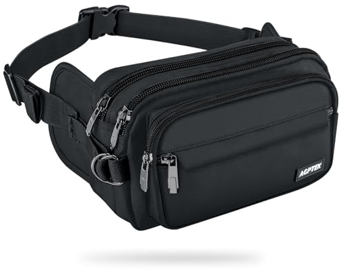 AGPTEK Bauchtasche für Herren und Damen, wasserdichte Gürteltasche mit 5 Einzelfächern, Hüfttaschen für Hundespaziergänge, Reise, Wanderung und Outdoor-Aktivität