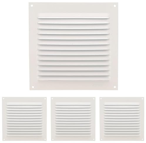 Amig - Griglia di Ventilazione in Alluminio | Facile da Montare | Per Interni ed Esterni | Compatibile con Griglia Aerazione 30x30 | Bianca, 150 x 150 mm (Confezione da 4)