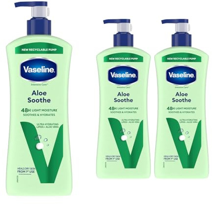 Vaseline Intensive Care Body Lotion Aloe Soothe 30 Pack, Deeply Moisturising Body Moisturiser for Dry Skin, With Aloe Vera and Micro Droplets of Vaseline Jelly, Fast Absorbing Formula, 600ml