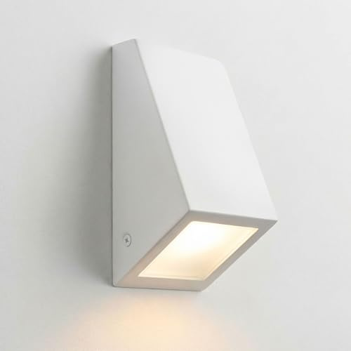 Maxkomfort Außenwandleuchte Downlight IP44 – Edelstahl Wandleuchte Außen Weiß mit 1x GU10 Fassung – Kompakte Wandlampe für Garten, Hof, Terrasse – Wetterfeste Außenbeleuchtung ohne Leuchtmittel