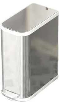 Poubelle Poubelle métallique de 7 litres avec Couvercle à Fermeture Douce, pédale et Seau Amovible for espaces restreints, idéale for Le Bureau poubelles de Cuisine(Silver)