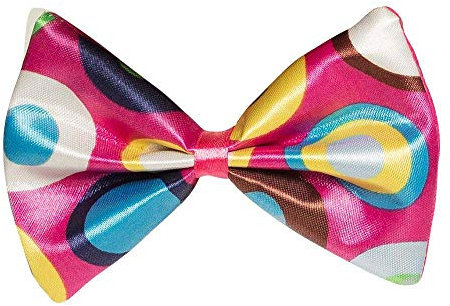 Boland 52915 - Fliege Clown, 1 Stück, Einheitsgröße, Mehrfarbig, Bunt, Kreise, Bunt, Bow tie, Gummiband, Satin, Accessoire, Halsschmuck, Karneval, Mottoparty, Verkleidung, Kostüm