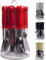 New 24PC Cutlery Dinner Set Rack Metal Forks TEASPOONS Tea Spoons Drainer Stand (RED)