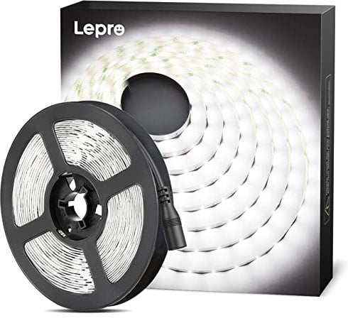 LE Striscia LED 5m 300 LED SMD 2835 Bianco Diurno 6000K, 16W 2300LM Luce Nastro Luminoso Flessibile, Strisce LED 12V per Illuminazione Domestica, Magazzino, Negozio, ecc.