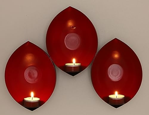 GURU SHOP Wandkerzenhalter, Wandteelicht - Rot, 28x29x7 cm