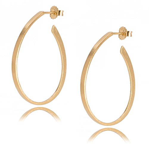 Pernille Corydon Creolen Gold - 35 mm Damen Ohrringe oval Creoles Silber 925 18k vergoldet - E107g