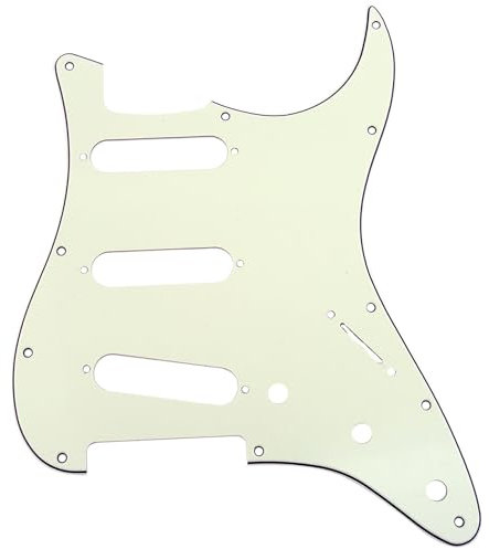Musiclily SSS 11 Löcher Strat Pickguard Gitarren Schlagbrett für Fender USA/Mexican Standard Stratocaster Modern Style,3 lagig Elfenbein
