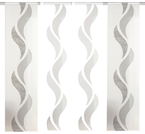 Home Fashion Welle Schiebevorhang Set, Stoff, Braun, 245 x 60 cm, 4-Einheiten, 245 x 60 cm