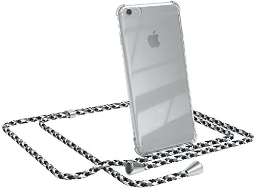EAZY CASE Handykette kompatibel mit iPhone 6 / 6S Handyhülle mit Umhängeband, Handykordel mit Schutzhülle, Silikonhülle, Hülle mit Band, Stylische Kette für Smartphone, Schwarz Camouflage