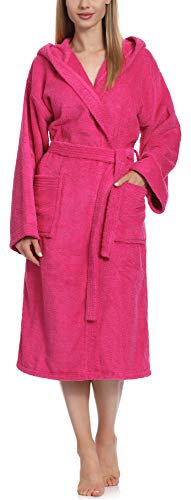 Ladeheid Peignoir de Bain Éponge 100% Coton Femme LA40-193 (Rose-25 (Grammage 400), M)